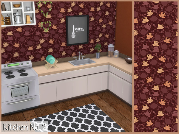 Sims 4 — { Cafesimmer } Wallpaper - Kitchen no. 2 by Cafesimmer — A patterned wallpaper for the coffee lover!