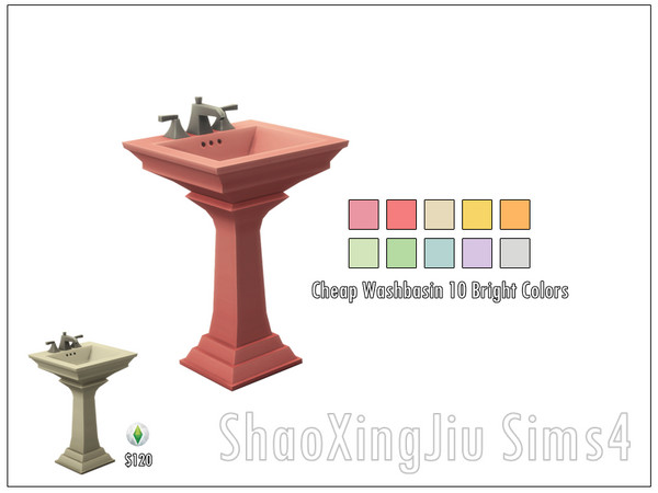 Sims 4 — Cheap Washbasin 18 New Colors by jeisse197 — 10 bright color And 8 dark color in, hope you like it! Category :