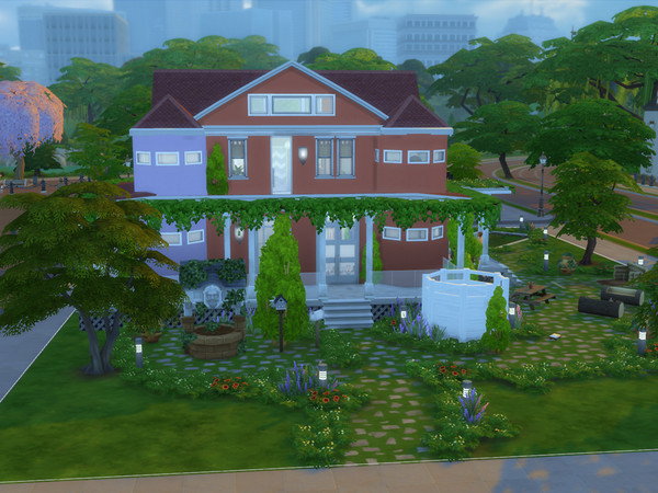 Sims 4 — Sweet Home Nature NOcc by Katinas — A small house with lots of garden. The house has two children's rooms each