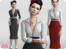Sims 4 — Set Blouse / Skirt RECOLOR 6 by Colores_Urbanos — 20 recolors - polka dots Need mesh, look at recommended. Your
