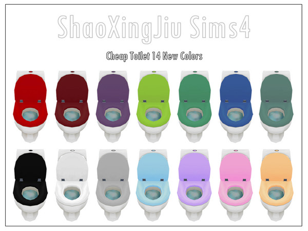 Sims 4 — Cheap Toilet 14 New Colors by jeisse197 — 14 recolor in, hope you like it! 1.Added button 2.lid color change
