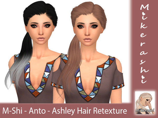 Sims 4 — M-Shi - Anto - Ashley Hair Retexture (Mesh Needed) by mikerashi — -20 Colors (Ombre can look strange on back ,