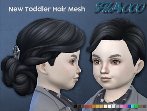 Sims 4 — Toddler Hair 10: Clip Bun by filo40002 — Adult toddler hair mesh conversion. 18 textures included.