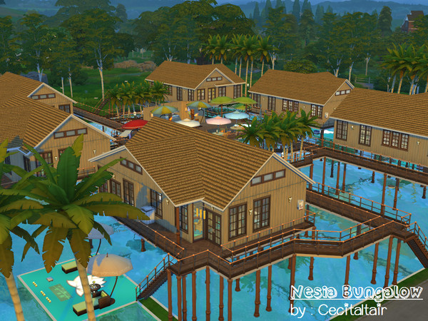 Sims 4 — Nesia Bungalow (No CC) by Cecitaltair — Do you want to stay in a bungalow with beautiful scenery and a lot of