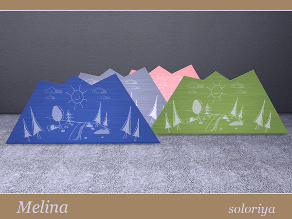 Sims 4 — Melina Mountain Big by soloriya — Floor big mountain with drawings. Part of Melina set. 4 color variations.