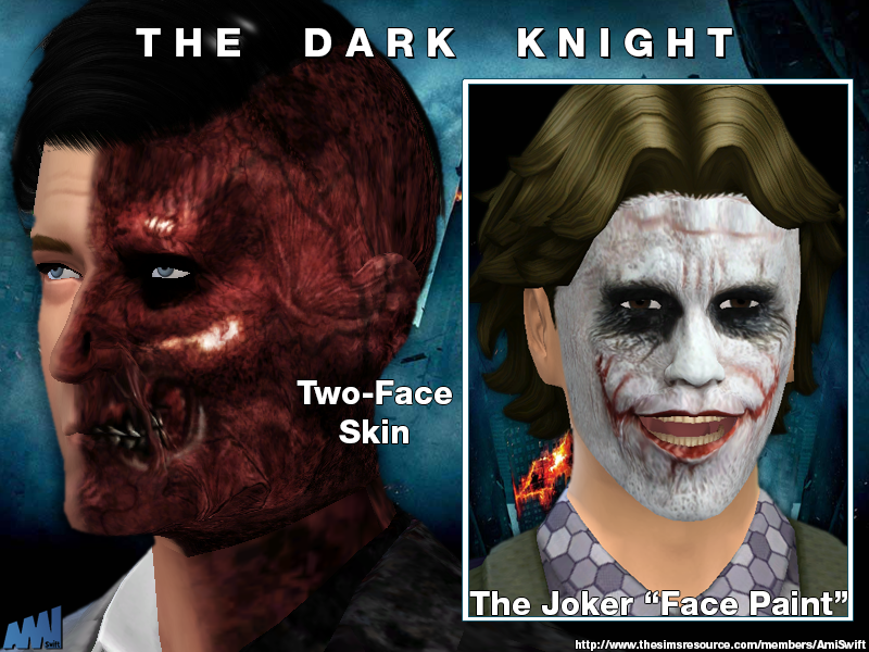 Sims 4 - Two-Face & The Joker Face Paint by AmiSwift - Become your favo...