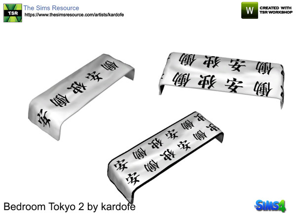 Sims 4 — kardofe_Bedroom Tokyo_Blanket by kardofe — Blanket to put on the bed, with decoration of oriental characters, in