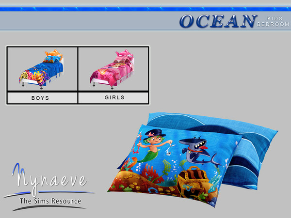 Sims 4 — Ocean Kids Pillow by NynaeveDesign — Ocean Kids Bedroom - Pillows Located in: Decor - Rugs Price: 53 Tiles: 1x1
