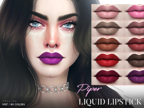 Sims 4 — Piper Liquid Lipstick N137 by Pralinesims — Matte lips in 60 different colors.
