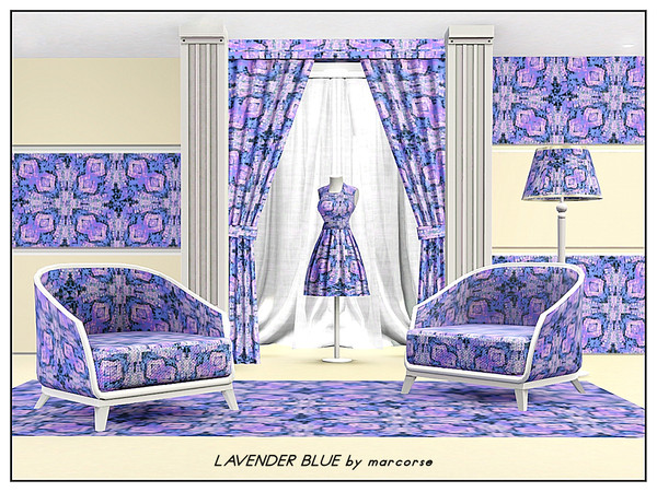 Sims 3 — Lavender Blue_marcorse by marcorse — Fabric pattern - allover floral design in lavender blue