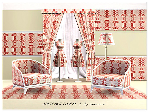 Sims 3 — Abtract Floral 7_marcorse by marcorse — Abstract pattern: floral elements in a vertical abstract design in red
