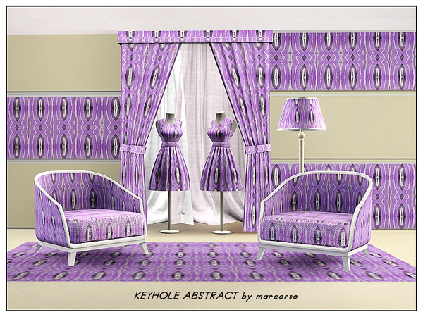 Sims 3 — Keyhole Abstract_marcorse by marcorse — Abstract pattern: keyhole shapes in deep purple on bright lilac with