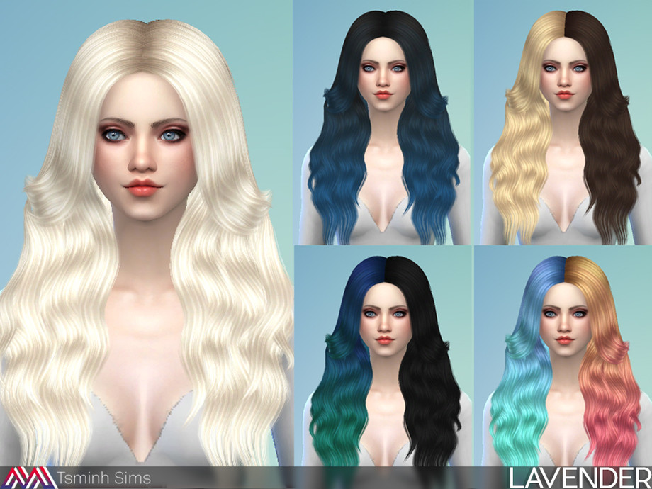 Sims 4 - Lavender ( Hair 35 ) by TsminhSims - Long wavy hairstyle - New mes...
