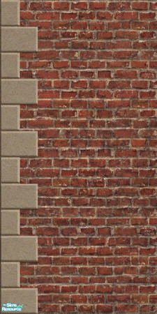 Sims 2 — Industro Brick Wall With Sandstone X by Darth_Joules — Industro brick wall with aged sandstone reinforments.
