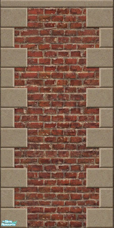 Sims 2 — Industro Brick Wall With Sandstone VI by Darth_Joules — Industro brick wall with aged sandstone reinforments.