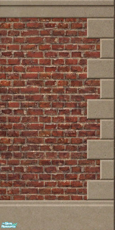 Sims 2 — Industro Brick Wall With Sandstone IV by Darth_Joules — Industro brick wall with aged sandstone reinforments.