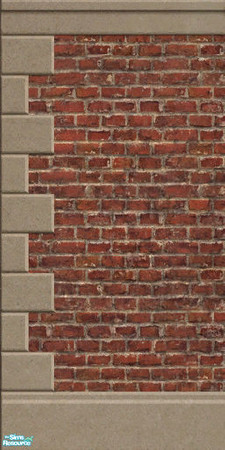 Sims 2 — Industro Brick Wall With Sandstone III by Darth_Joules — Industro brick wall with aged sandstone reinforments.
