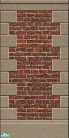 Sims 2 — Industro Brick Wall With Sandstone II by Darth_Joules — Industro brick wall with aged sandstone reinforments.