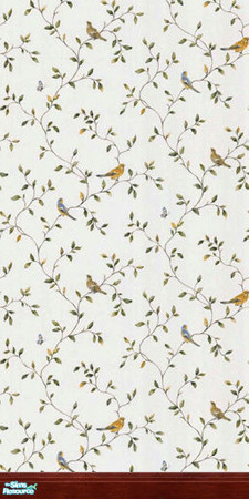Sims 2 — Birds and Vines - DW Kick by merdj — Birds and Vines wallpaper with dark wood kickboard.