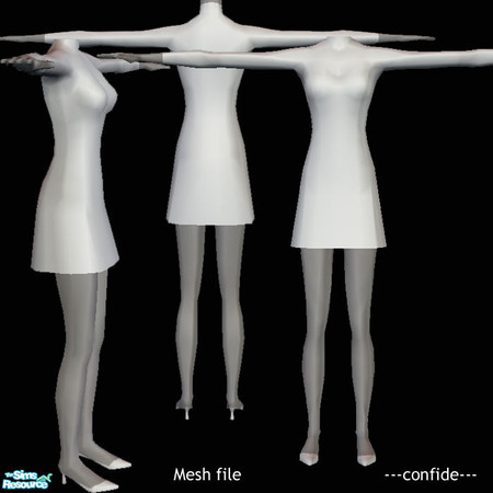 Sims 2 — New Mesh - Mesh_ConfideSemiLongdress by confide — Mesh file. 