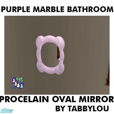 Sims 2 — TL - Pastel Purple Marble Oval Mirror by TabbyLou — Porcelain Oval Mirror for Pastel Purple Marble Bathroom.