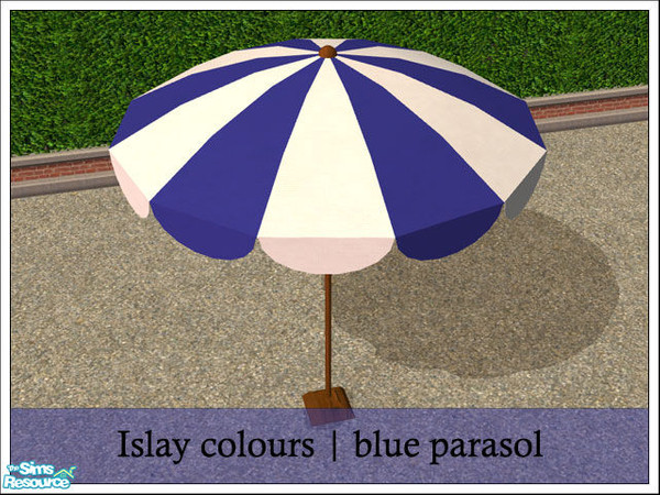 Sims 2 — 'Islay' blue parasol by prin6je — Blue and white colour option for my 'Islay' parasol.