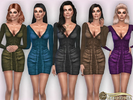 Sims 4 — Mesh Effect Ruched Bodycon Dress by Harmonia — Mesh By Harmonia 9 color Asymmetric Neck. Team with gold