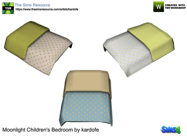 Sims 4 — kardofe_Moonlight Children's Bedroom_Blanket by kardofe — Blanket to put on the bed, no tricks needed, in three