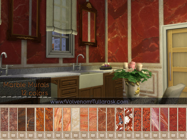 Sims 4 — Wentworth Stone Murals 2:3 by Volvenom — Here is 12 marble/travertine walls for your palace, please enjoy :)