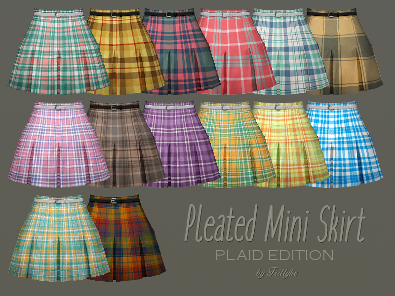 The Sims Resource Trillyke Pleated Mini Skirt Plaid Edition