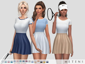 Sims 4 — Pliskova Dress by Metens — Comes in 15 colours + a plain white, perfect for Wimbledon! :) EA mesh edit by me I