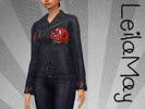 Sims 4 — Rose patch jacket  by Simamon — A base game leather jacket with roes patches on the chest and sleves.