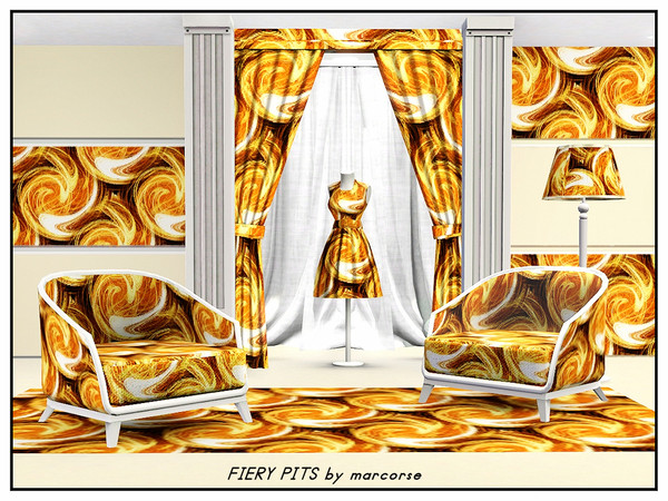 Sims 3 — Fiery Pits_marcorse by marcorse — Abstract pattern: crucibles of molten metal in a regular repeat design in