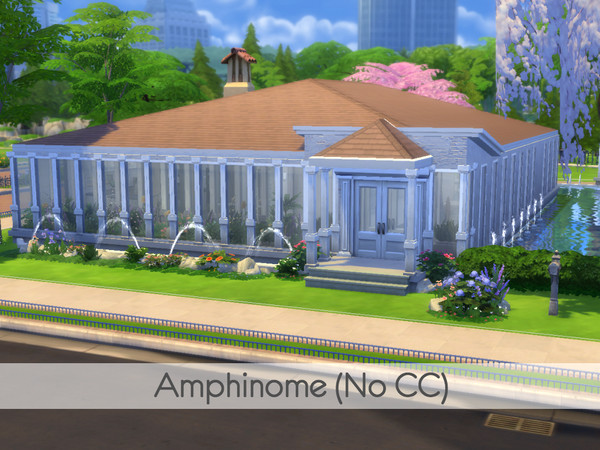 Sims 4 — Amphinome (No CC) by Astrogenes — Large villa with submerged basement, built on a 40 x 30 lot in Newcrest. It