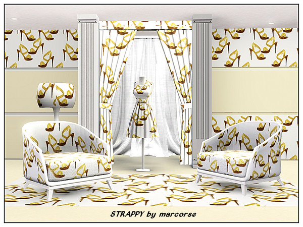 Sims 3 — Strappy_marcorse by marcorse — Themed pattern : Strappy gold stilleto with platform sole