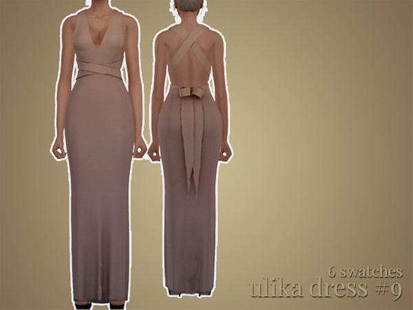 Sims 4 — 2 Long dress by UliKa — New mesh, 6 swatches, base game, recolorable
