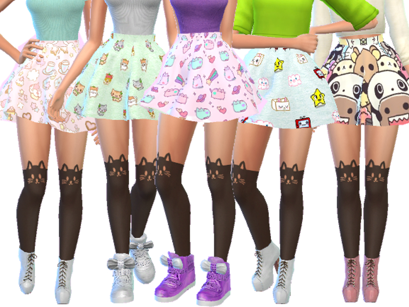 The Sims Resource Pastel Gothic Skirts Pack Four Mesh Needed