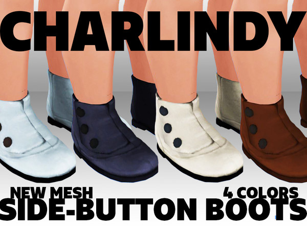 Sims 4 — Charlindy Vintage Toddler Side Button Boots by Charredsky — Vintage side-buttoning boots in 4 colors, perfect