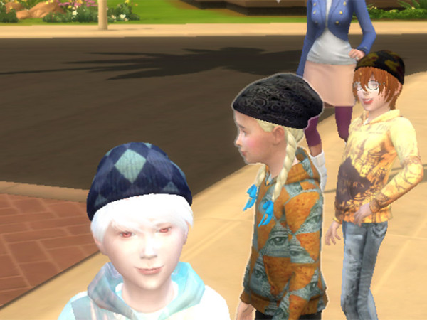Sims 4 — Beanie Patterns - Get to Work needed by LokeArtemis — Beanie for kids whith colorful patterns. Get to Work