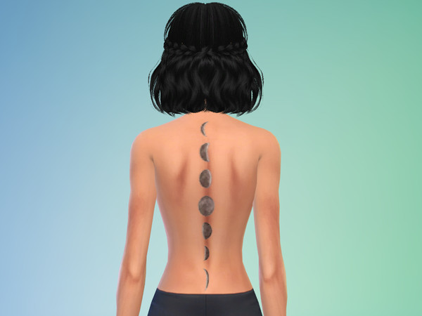 Sims 4 — Moon Phase Spine Tattoo by PastTheDream — Spine tattoo of the moon phases