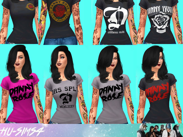Sims 4 — Danny Rose Suppy T-shirts  by hu-sims4 — 7 Danny Rose Supply T-shirts for your sims. Based on the official