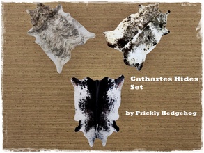 Sims 3 — Cathartes Hides Set by Prickly_Hedgehog — Set of three beautiful cow hides.