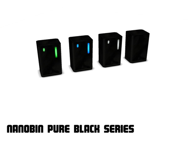 Sims 4 — NanoBin Pure Black Series by SatelliteBeep — NanoBin pure black series features a set of 4 bins with varied LED