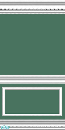 Sims 2 — jsfGreenWRail by jsf — A soft and subtle forest green colored paint used with my White wainscoting. Simple but