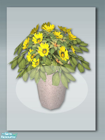 Sims 2 —  Blue - Plant Pot 01 by Shakeshaft — Part of a recolour of my rustic kitchen in a blue wash with red gingham,