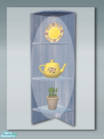 Sims 2 —  Blue - Corner Wall Deco 01 by Shakeshaft — Part of a recolour of my rustic kitchen in a blue wash with red