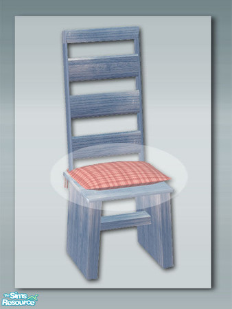 Sims 2 — Blue - Chair Cushion 01 by Shakeshaft — Part of a recolour of my rustic kitchen in a blue wash with red gingham,