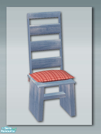 Sims 2 —  Blue - Chair by Shakeshaft — Part of a recolour of my rustic kitchen in a blue wash with red gingham, great for