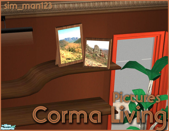 Sims 2 — Corma Living Room - Pictures by sim_man123 — Corma picture frame mesh, 2 desert/mountain pictures.