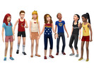 Sims 4 — Wonder Woman Kids Set 01 by Whistlebinky — A set of Wonder Woman tops, face paint, and accessories for your kid